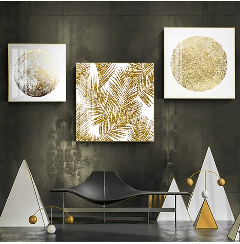 Poster di lusso in oro astratto Nordic Canvas Art Painting Home Decor Wall Art Retro Print Living Room immagine minimalista Vintage