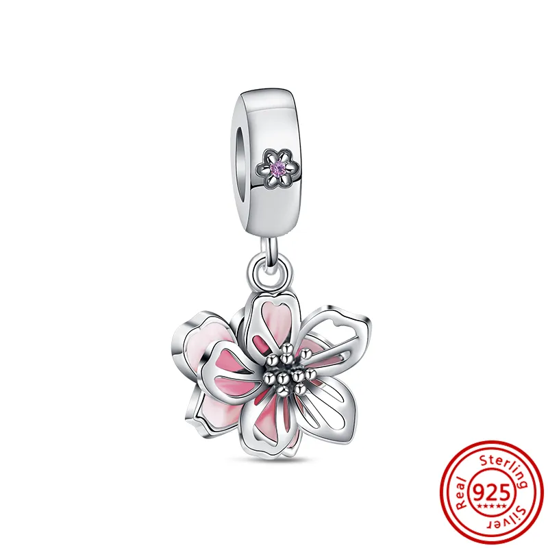 925 Silver Bad Fit Charms Pandora Charm Bracelet Butterfly Flowers Series Spring New Charmes Ciondoli Diy Fina Jóias