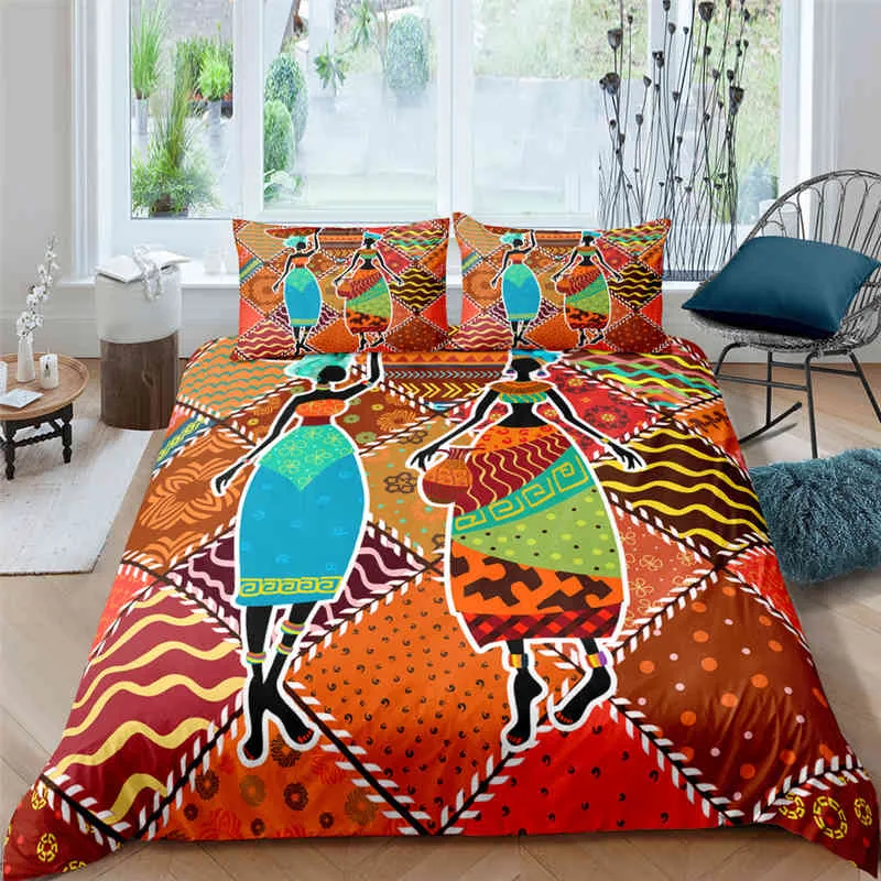 King African Queen Davet Cover Floral Vintage Bedding Set Boho Style Style Comforter للمراهقين البالغين منسوجات المنزل