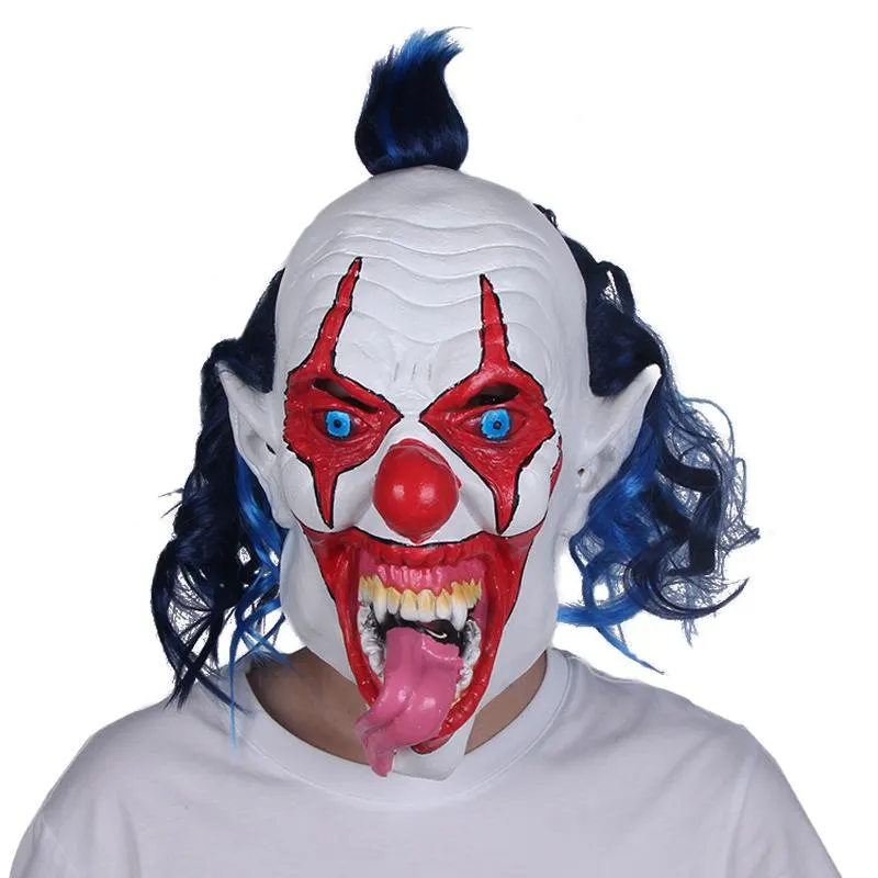 Casa engraçado palhaço rosto dança cosplay máscara de festa de látex trajes adereços máscara de terror de halloween masculino máscaras assustadoras313p