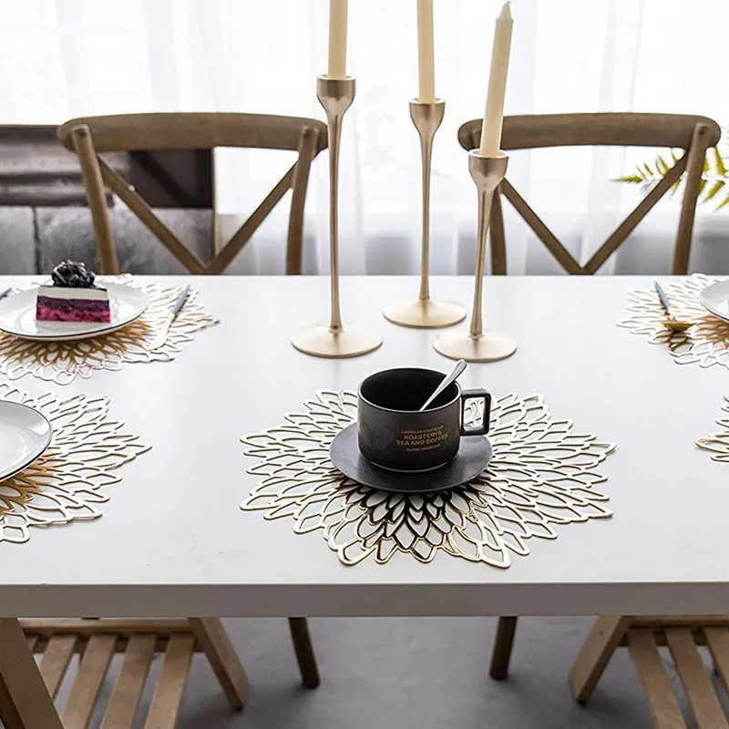 Tovaglietta da tavola europea modello foglia di loto pianta da cucina tappetino da caffè sottobicchiere decorazione domestica W220406