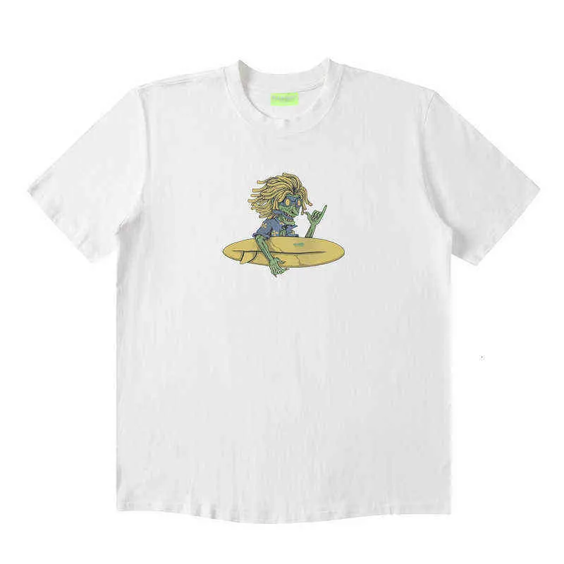 TKPA American Street 인쇄 짧은 슬리브 티셔츠 패션 브랜드 남자와 여자 힙합 빈티지 여름 느슨한 둥근 목 탑