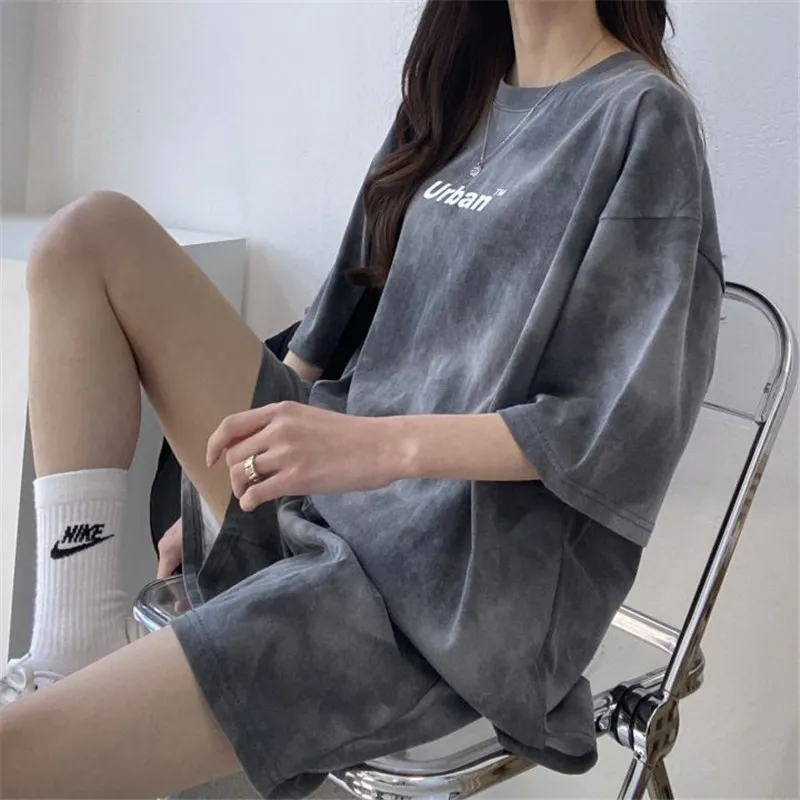 Suit with Shorts for Women and T Shirt Oversized Sets Fashion Outfit Set Summer Tracksuit Woman Big Size 220616