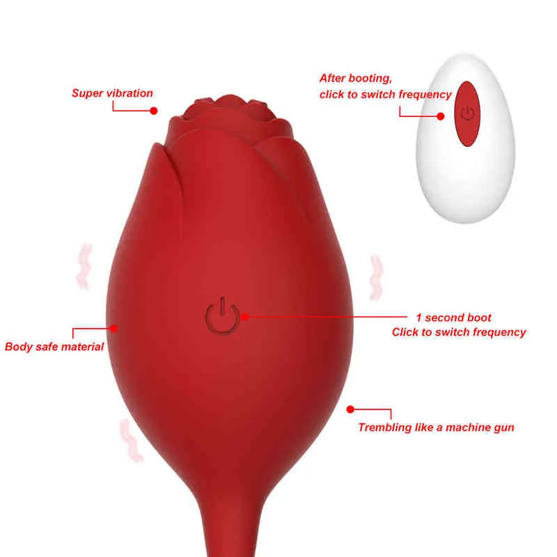 NXY Vibrators Rose Toys Silicone Cone Balls Wireless Remote Control Tightening Bladder For Pelvic Floor Exercises Sex Women 220427