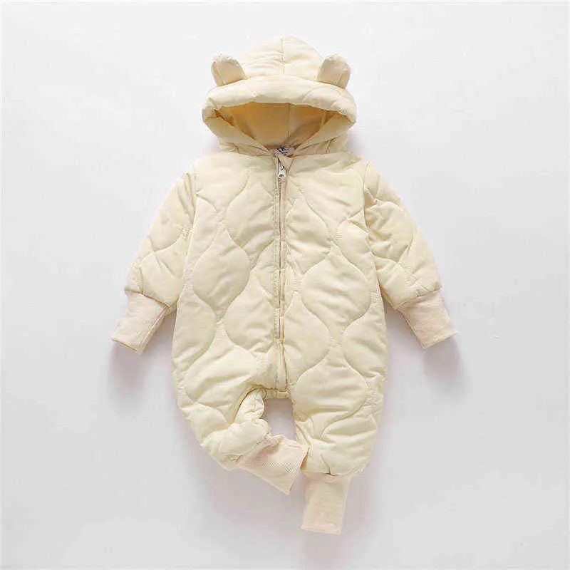 Осенняя зимняя детская одежда меховая подкладка для мальчика для мальчика для мальчика-девочка медведь хлопок толстые бархатные комбинезоны 3-24 м детская теплое наряд J220718