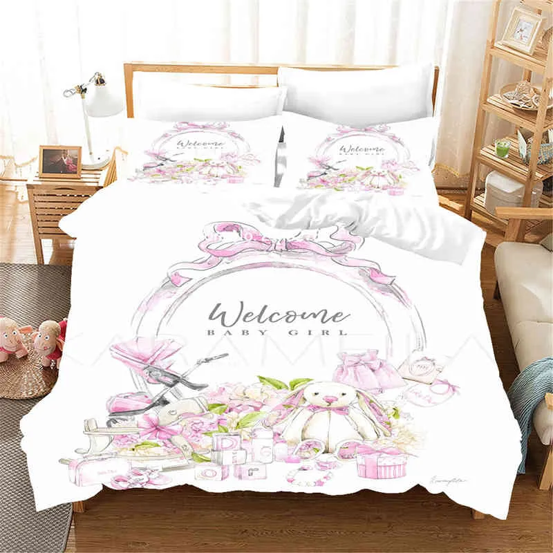 Heimtextilien Teddybär Blumenmuster Bettwäsche-Set Einfache Tagesdecke Kissenbezug Kinder Erwachsene Schlafzimmerdekoration