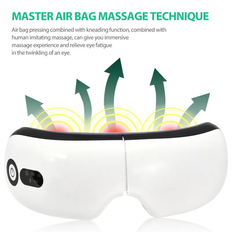 Smart Airbag Vibration Massager Instrument Compress Support Bluetooth Eye Fatigue Massage Glasses 220630