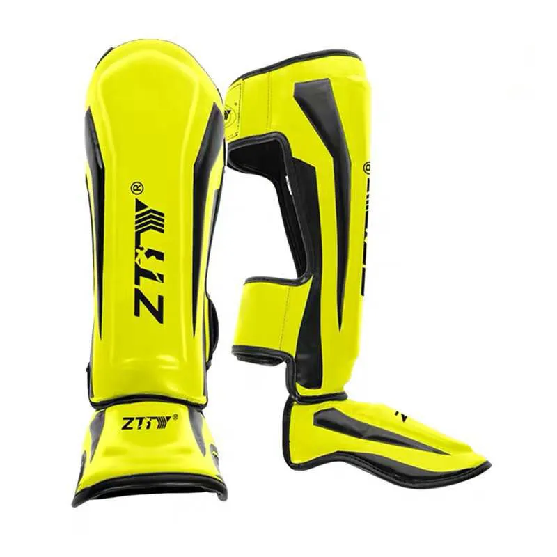 ZTTY Protège-tibias de boxe plus épais Leggings de protection en cuir PU Équipement Arts martiaux Muay Thai Leg Taekwondo Protecteurs de cheville 220728