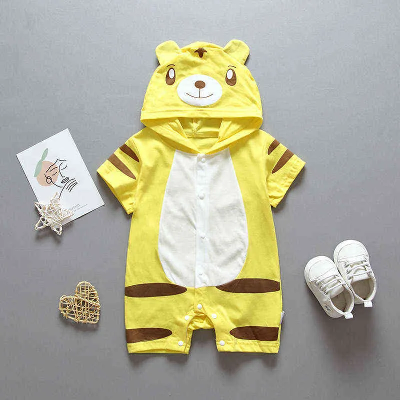 2021 Baby Infant Jumpsuit Summer Romper Animal Print Girl Boy Cotton Suit Newborn Climbing Cartoon Rompers Cheap Stuff G220510