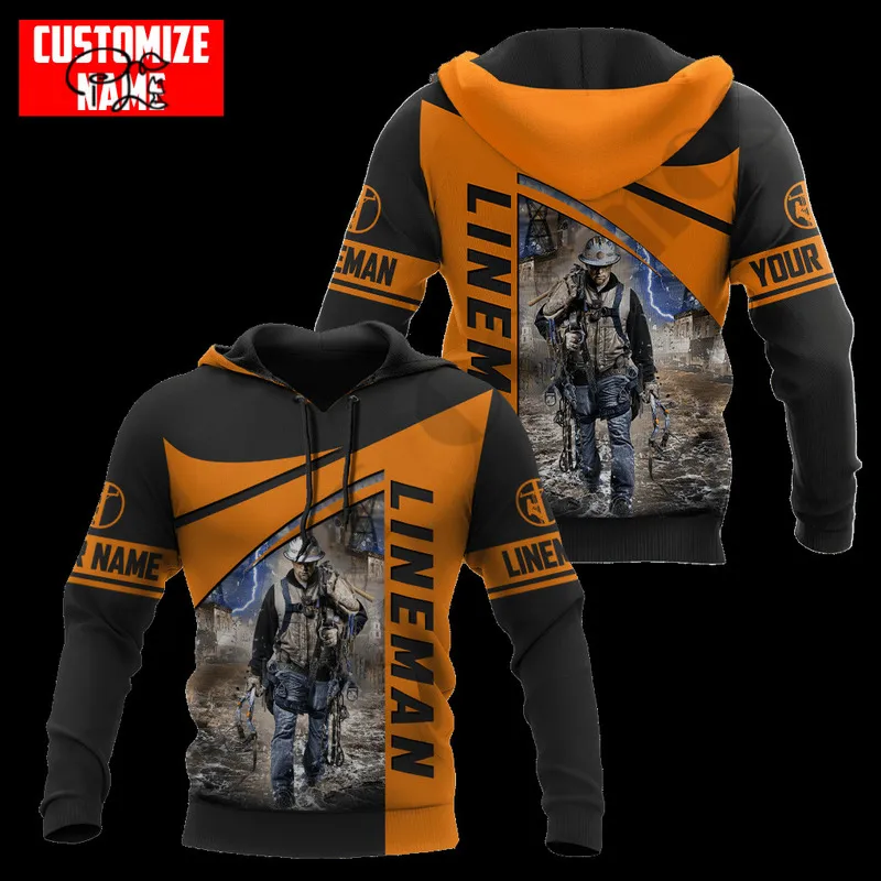 Plstarcosmos 3dprinted est lineman iş sanat özel isim hediyesi benzersiz hrajuku sokak giyim unisex rahat hoodies zip sweatshirt 1 220714gx