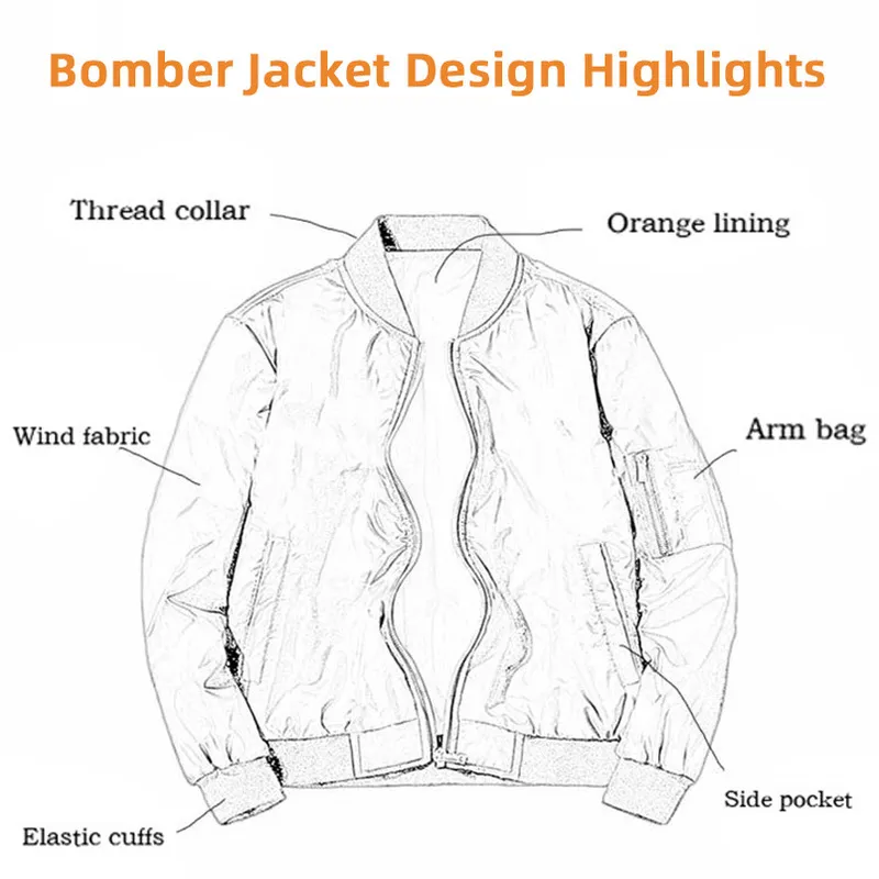 Wiosenna kurtka bombowca dla mężczyzn Kobiety Wojsko Fly Varsity Baseball Flight Flight Mens Windbreaker Męski odzież MA1 220812