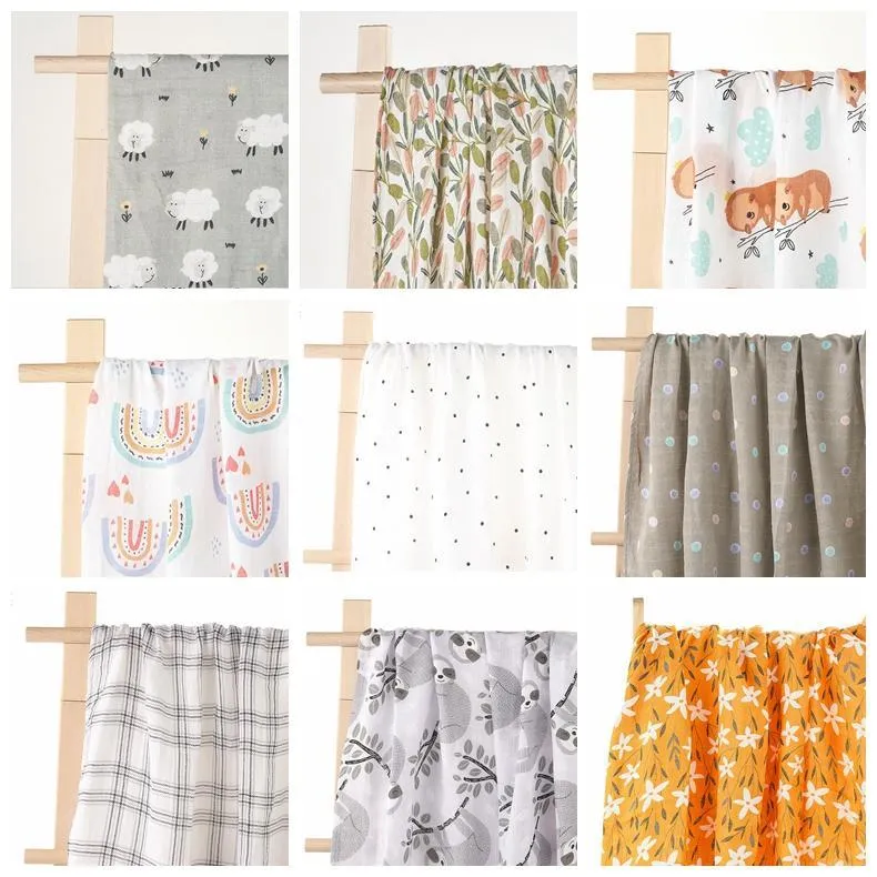 Bambu Cotton Cotton Baby Muslin Swaddle Blanket Banho recém -nascido Toalha dupla gaze Batê macio embrulhado infantil Feeding Burp pano