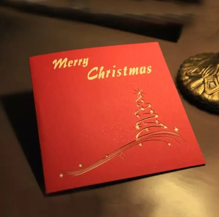 ECO-vänliga jul gratulationskort 3D handgjorda pop-up presentkort Xmas Party Holiday Inbjudan C0813