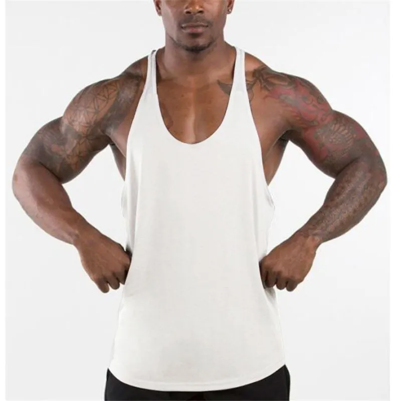 Muscleguys Gyms Singlets Mens Blank Tank Tops 100% Cotton Sleeveless ShirtBodybuilding Vest and Fitness Stringer Casual Clothes 220621