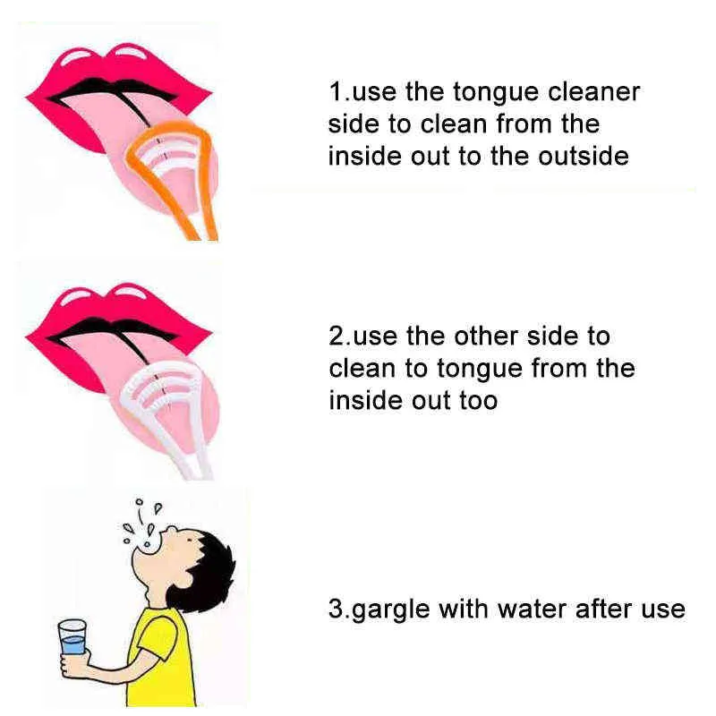 Tongue Brush Cleaner Oral Care Scraper Hygiene Mouth Tool Durable Plastic Cleaning Remove Coat 220614