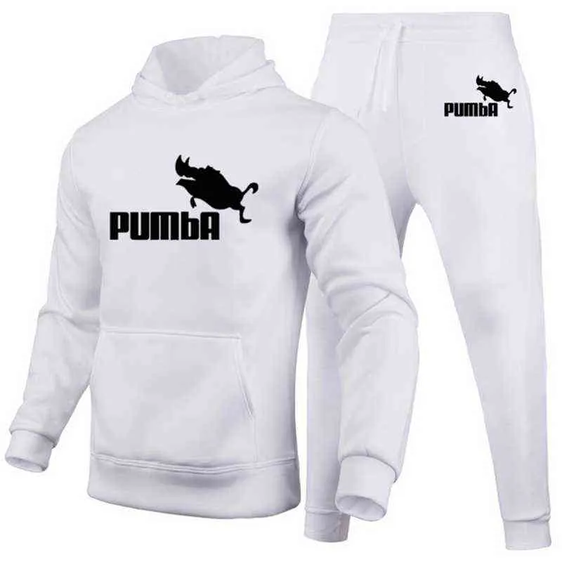 2021 New Fashion PUMBA printed Men Hoodies Suits Tracksuit Men/Women Sweatshirts+Sweatpants Autumn Winter Fleece Hooded Pullover G1217