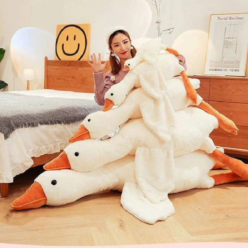 Giant Long Plush White Goose Toy Fille Felelike Big Wings Duck Huck Masaż Rzuć Poduszka Poduszka dla dziewczyny 2207065499384