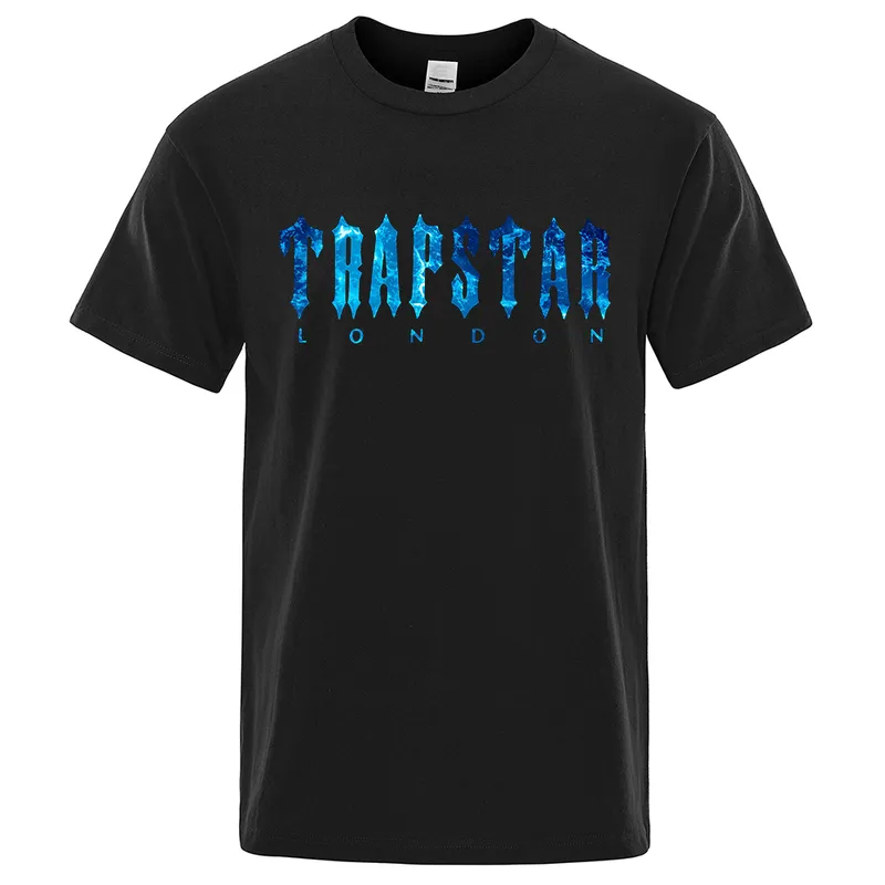 Trapstar London Underon Blue imprimé Tshirt Men Summer Souffer Casual Short Street Street Surdimension Cotton Brand T-Shirts 220601