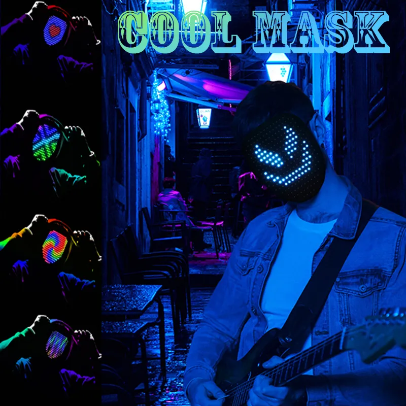 Маски для вечеринок Светодиодная маска с 50 картинками дисплей Masquerade DJ Costum