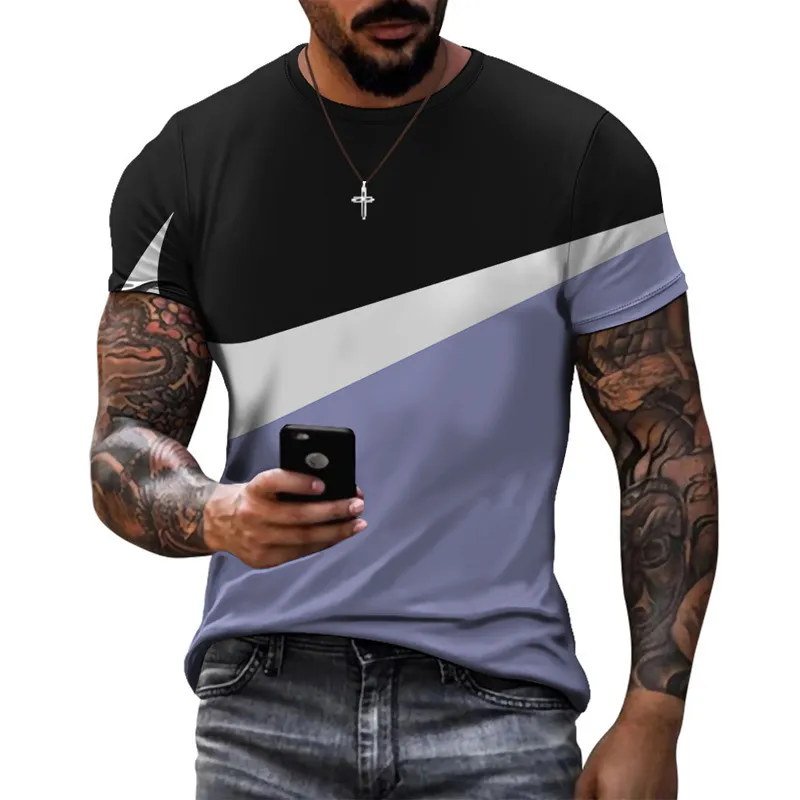 Summer Cool Sport Style Design Model Splicing Print Short Sleeve Shirt Simple Leisure Breattable Mens Tshirt 220526