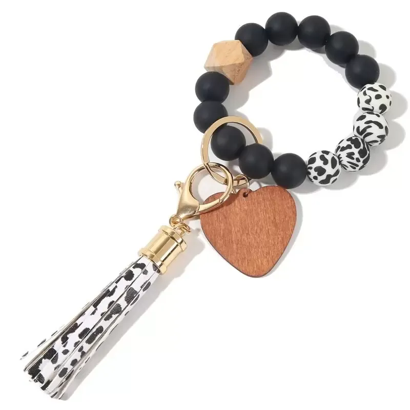 SPOT MONOGRAM'S DAIN's Love Chip Wood Bead Bread Bracelet سلسلة مفاتيح السلسلة السيليكون الحلقة المبرمجات المبرمجات