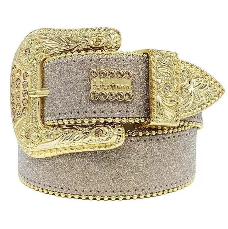 2022 Cinturones de moda para mujeres Diseñador para hombre Bb Simon Cinturón de diamantes de imitación con diamantes de imitación brillantes como regalo327L