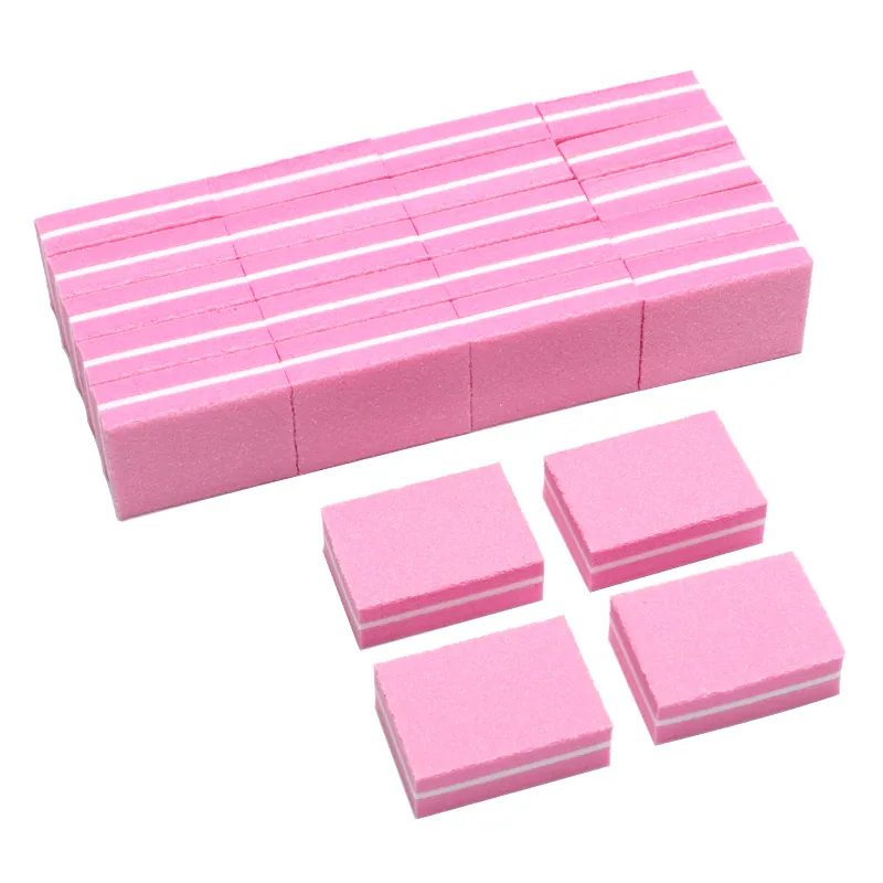 100st mini nagelfil nagelbuffert blockerar rosa svamp nagelpoleringslipning buffert bärbara små filer Sandpaper Manicure Tools 27934478
