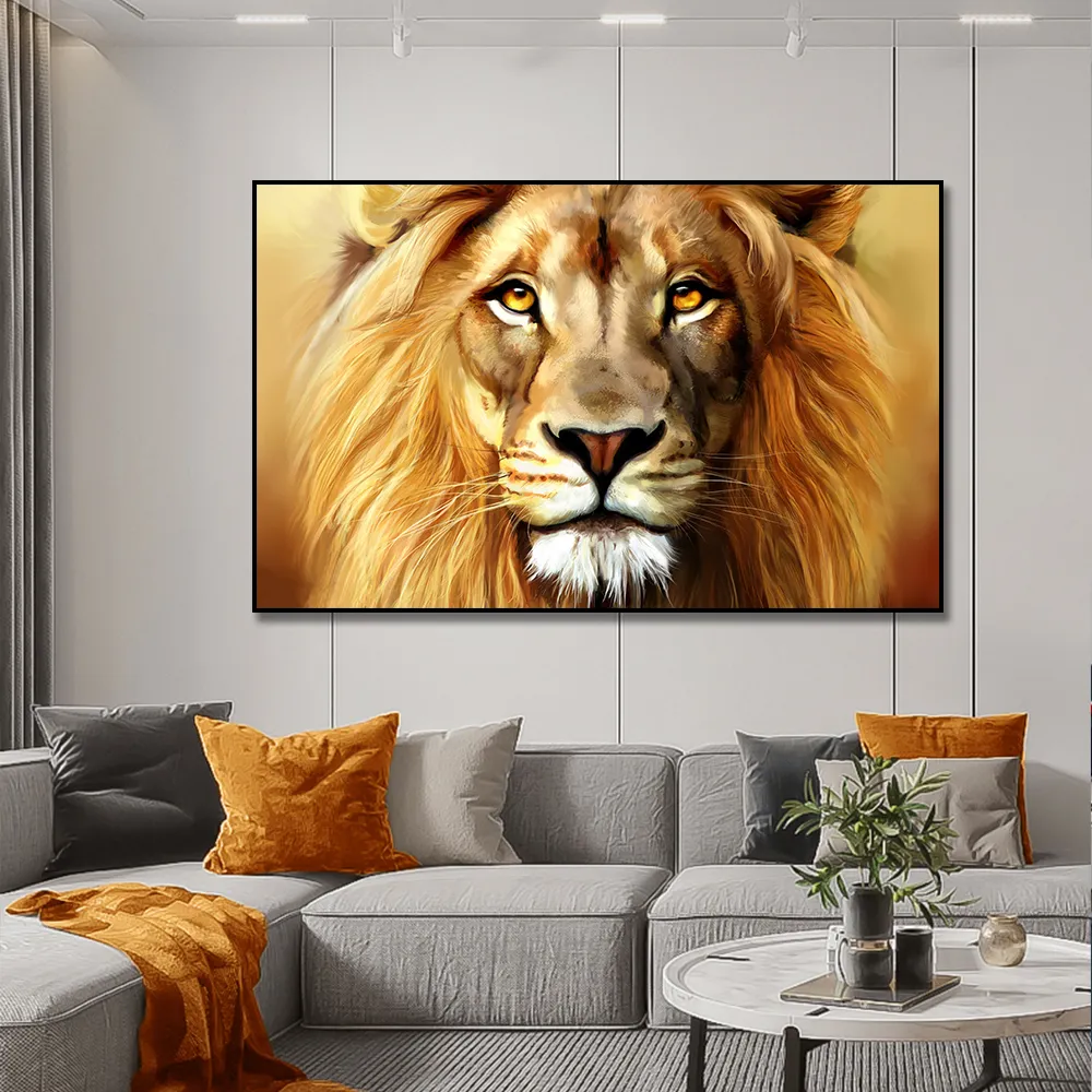 Yellow Lion Animal Canvas schilderij Poster afdrukken Wall Art Foto voor woonkamer Noordse stijl Home Decor Decoration Frameless