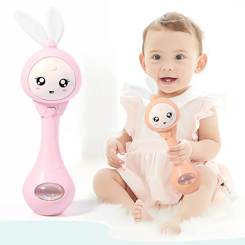 QWZ Musical Clignotant Bébé Hochets Dentition Hochet Jouet Main Cloches Lapin Main Cloches né Infantile Début Jouets Éducatifs 012M 220531