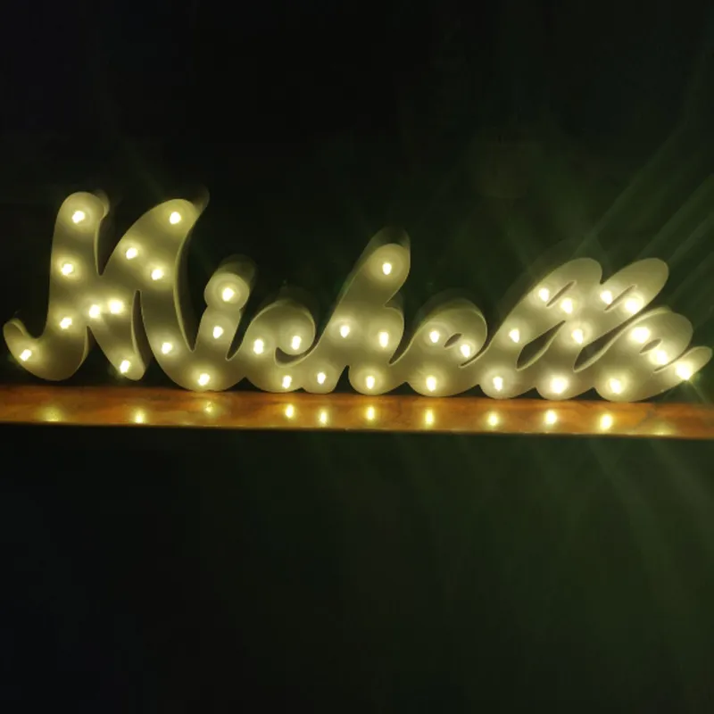 Gepersonaliseerde naam LED Light Sign Deur Cover Night Slaapkamer Decoratie Muur Bruiloft Lamp 220329