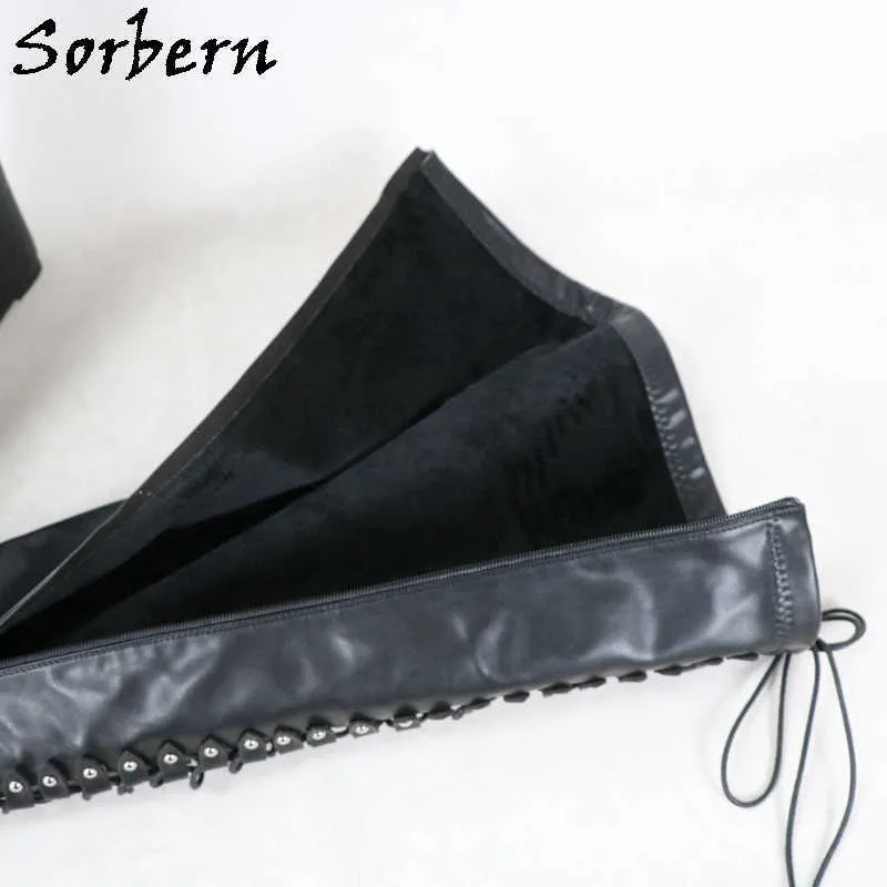 Sorbern 20Cm Slim Heels Wedges Boots Mid Thigh High Over The Knee Platform Custom Slim Fit Legs Lace Up Boot Female Drag Queen