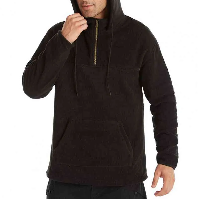 Sports Men Hoodies Solid Color Zipper Stand Collar Hooded Sweaters Jogging Cord Male Sweatshirt Streetwear L220725