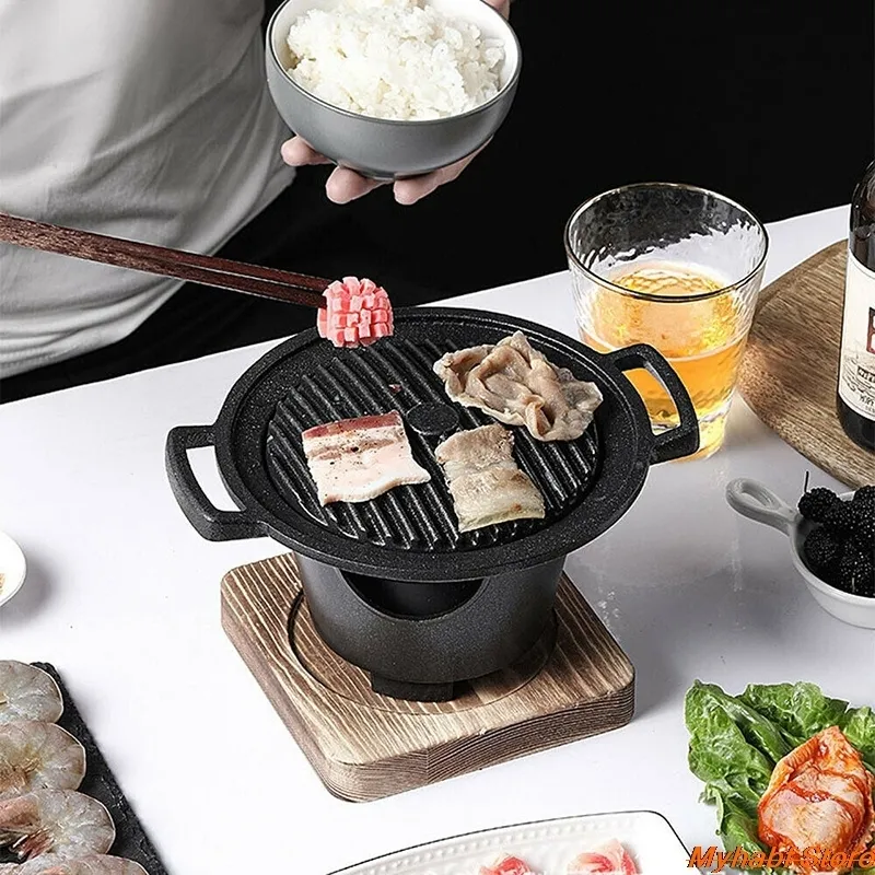 Mini churrasqueira churrasqueira alcoólico japonês fogão de uma pessoa em casa sem fumaça churrasqueira forno ao ar livre Ferramentas de carne de fogão 220809