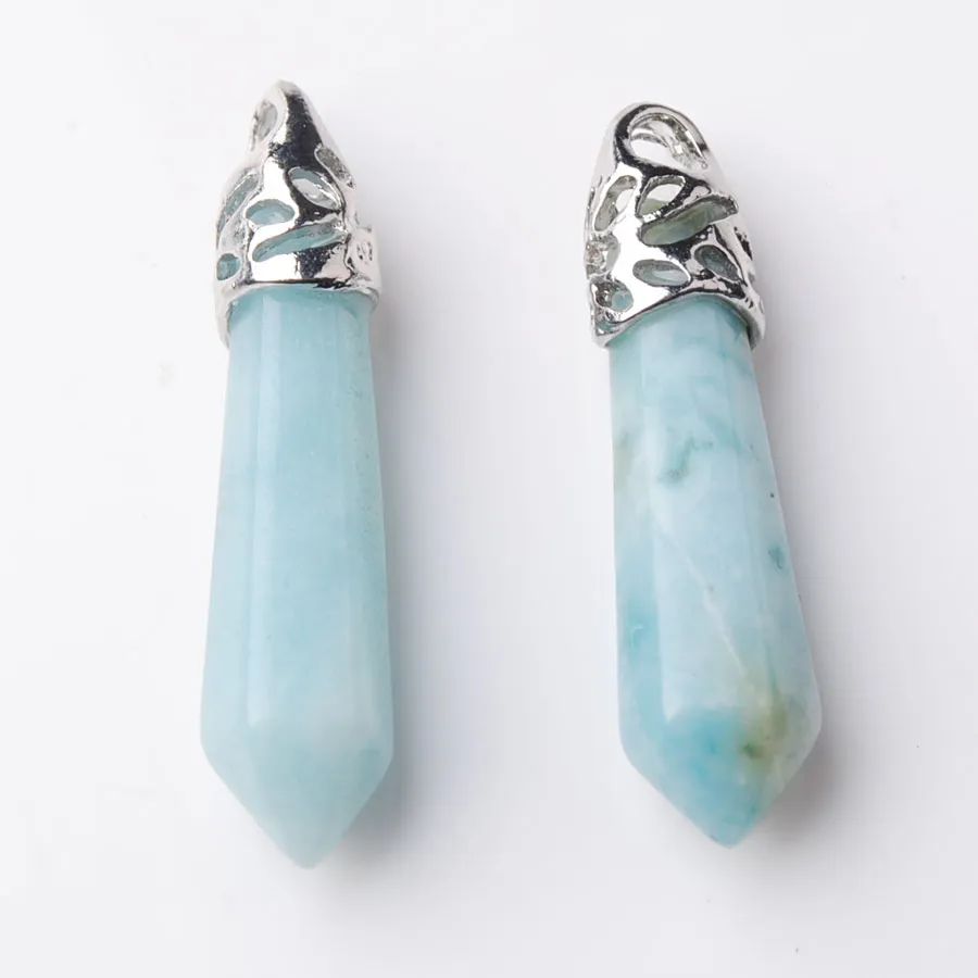 Natural Stone Quartz Crystal Aquamarine Alloy Pendant för DIY -smycken som tillverkar halsbandstillbehörBZ900293Q