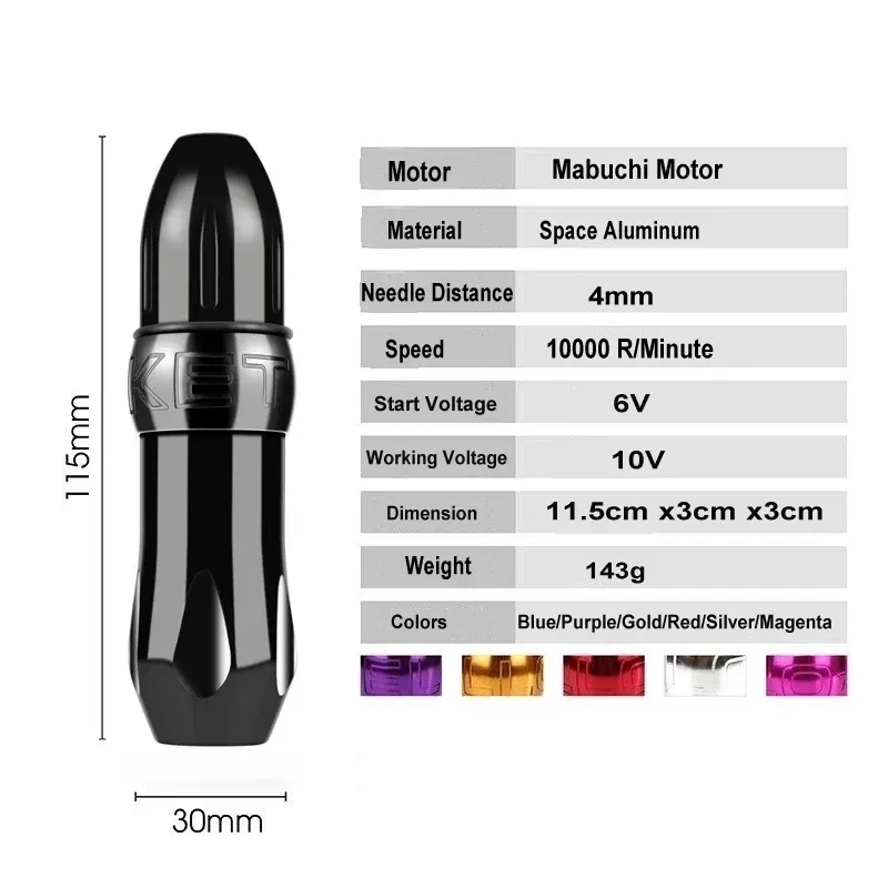 Máquina de tatuagem sem fio Conjunto de máquinas Mini Fonte de alimentação de bateria com cartucho agulha de agulha DC Kit de caneta rotativa Ferramentas de maquiagem permanente 220617