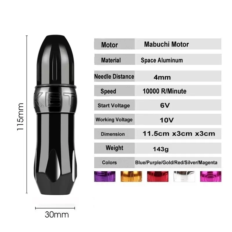 Wireless Tattoo Machine Set Mini Battery Power Supply with Cartridge Needle DC Jack Rotary Pen Kit Permanent Makeup Tools 220617