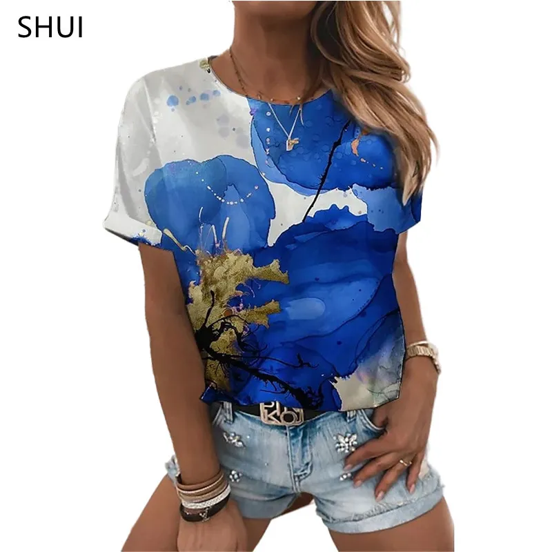 Supernatural dames s korte mouwen t -shirt bloem 3D printen zomer mode los