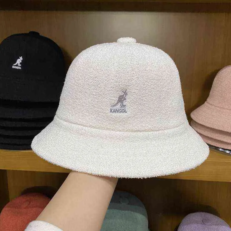 Кенгуру Kangol Fisherman Hat Шляпы от солнца для мужчин и женщин Солнцезащитный крем Вышивка Полотенце Материал Корейская мода Ins Super Fire Hat Y2205196616740