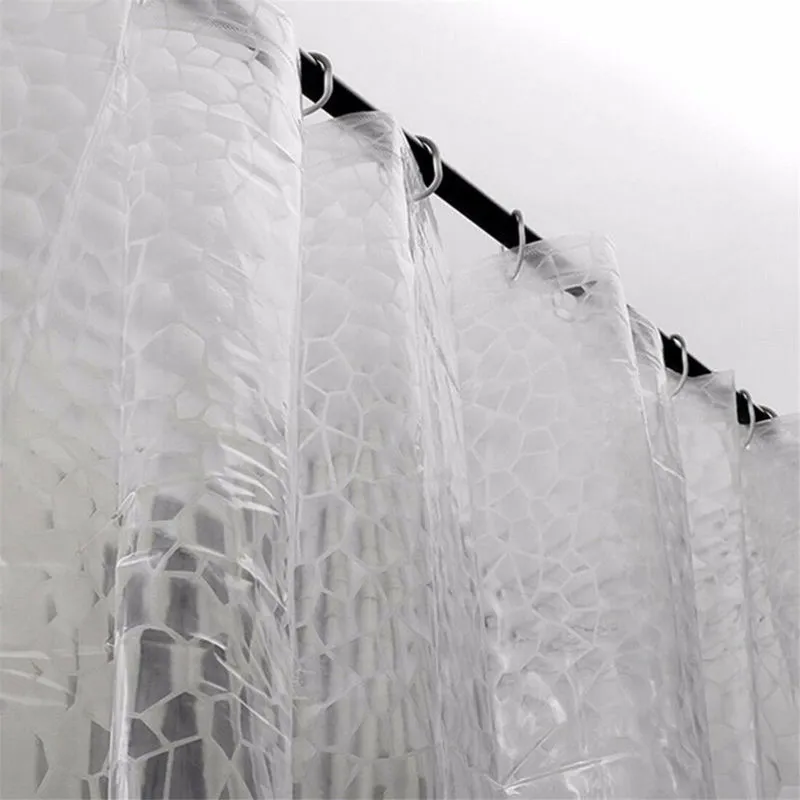 Waterproof 3D Bathroom Shower Curtain Transparent Bathroom Curtain with Hooks Thickened Bathing Sheer Wide Bath Curtain 220517