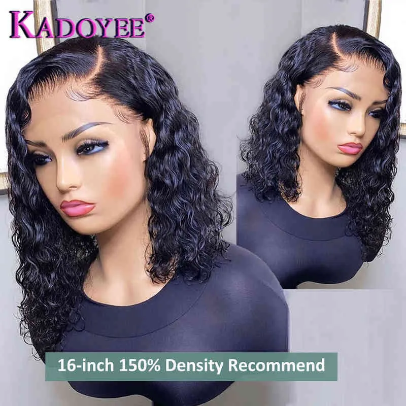 Short Curly Bob Wig Honey Blonde Lace Front Human Hair Wigs For Women #Brazilian Kinky Closure Frontal 220707