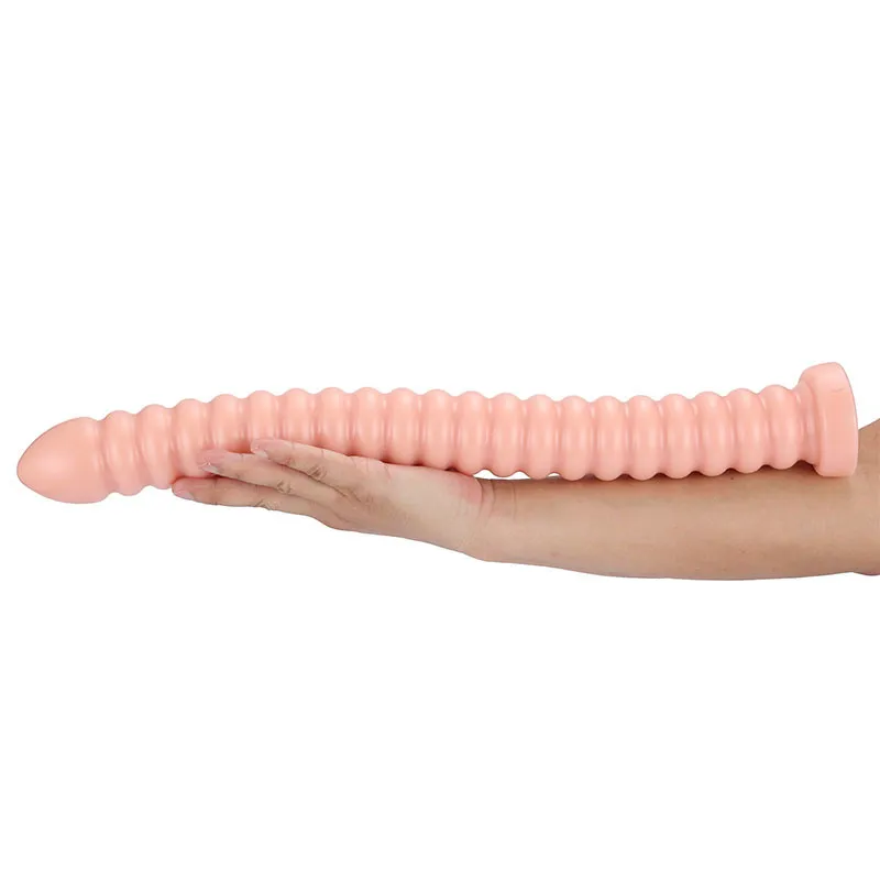 Super Long Anal Plug Dildo Butt giocattoli sexy donna Uomo Colon Masturbatori Massaggio a spirale con ventosa Pull Bead