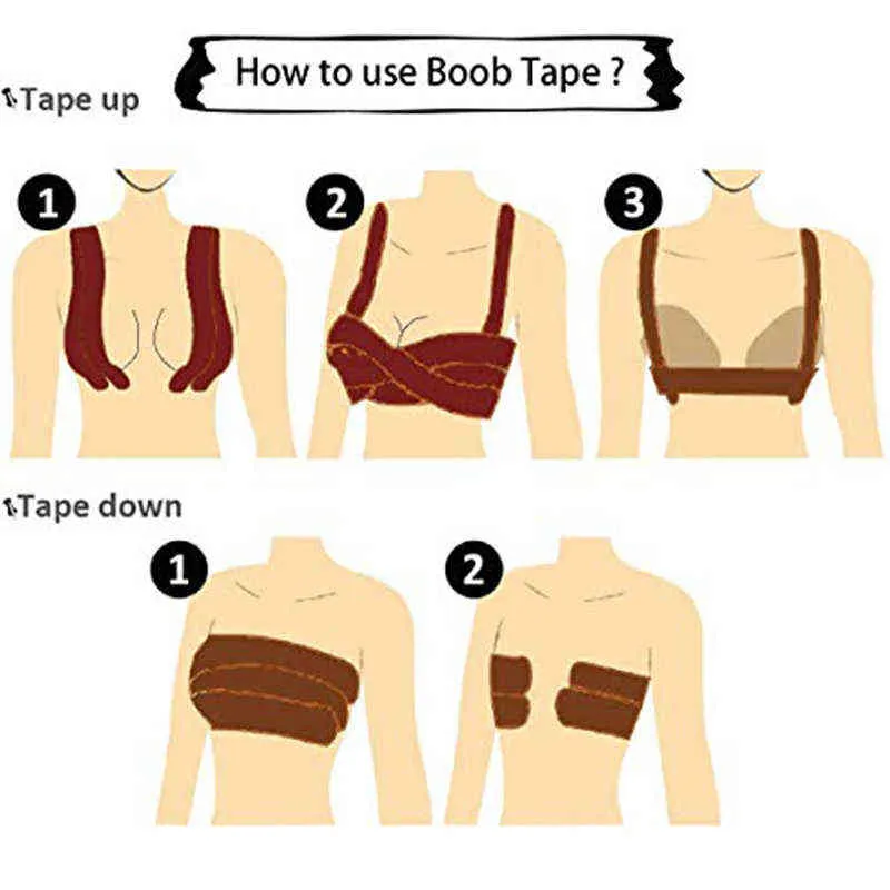 Invisible Lift Up Bra Boob Tape seni Abiti da festa Nastri il sollevamento del seno Adesivi Nude Sexy Reggiseni senza spalline Copricapezzoli Y220725