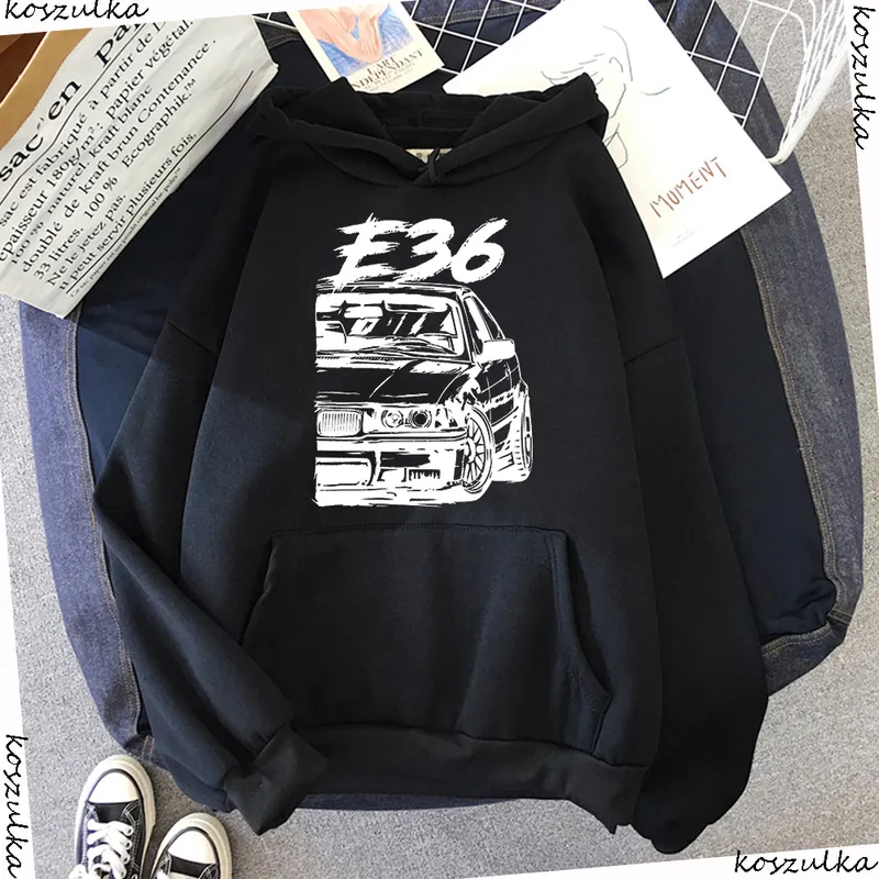 2020 Höst Vinter E36 Car Hoodies Mode Mäns Stilig Unik Design Hooded Men Sweatshirts Hoody Man Green Harajuku Hoodie 220402