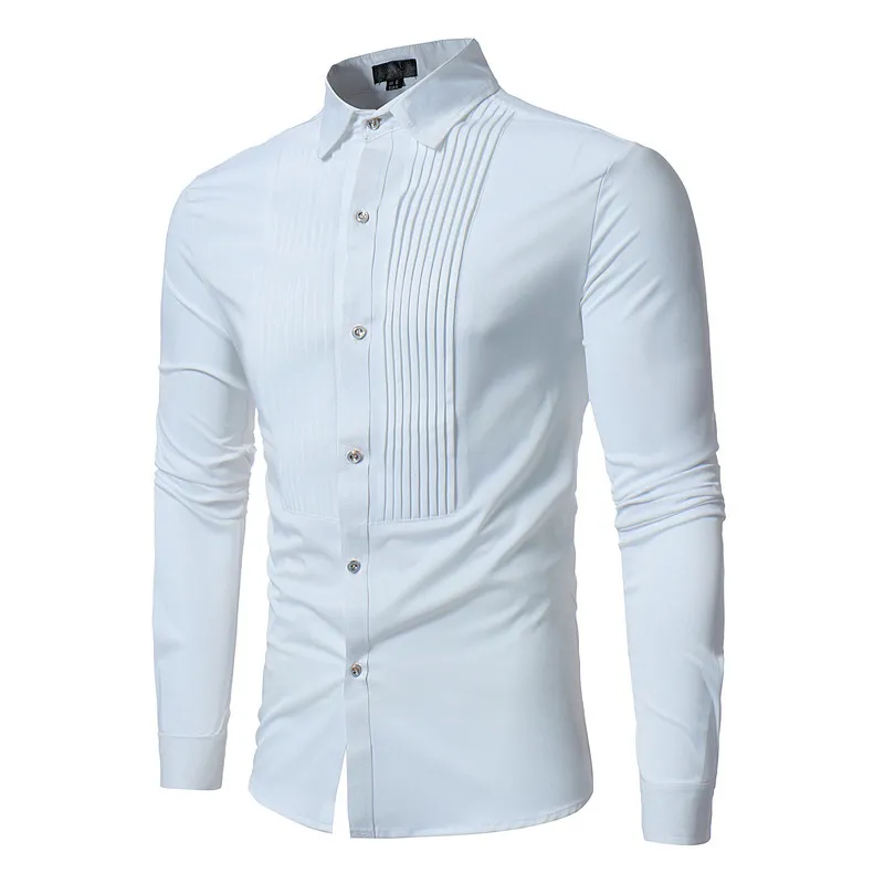 Chemise de smoking de mariage bleu Royal hommes marque de mode coupe ajustée à manches longues hommes chemises habillées affaires décontracté Chemise Homme 220324