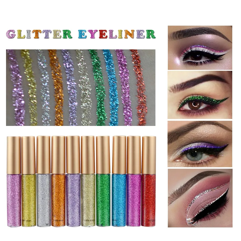 Handaiyan Färgglada Shining Glitter Flytande Eyeliner Penna Långvarig Vattentät Lätt att bära Shimmer Sexig Eye Liner Pen