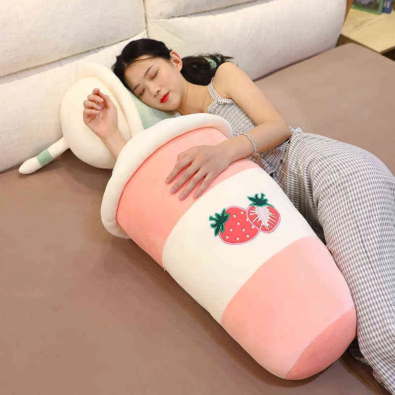 CM Söt avokado Lemon Strawberry Tea Drink Plush Toy Soft Filled Fruit Cushion Kawaii Bubble Creative Decor J220704