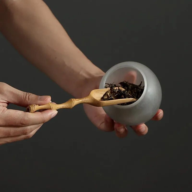 Cuillère à thé sculptée à la main artisanat en bambou cuillère à thé pelle service à thé accessoire en gros