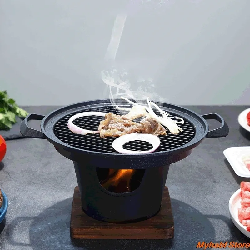 Mini churrasqueira churrasqueira alcoólico japonês fogão de uma pessoa em casa sem fumaça churrasqueira forno ao ar livre Ferramentas de carne de fogão 220809