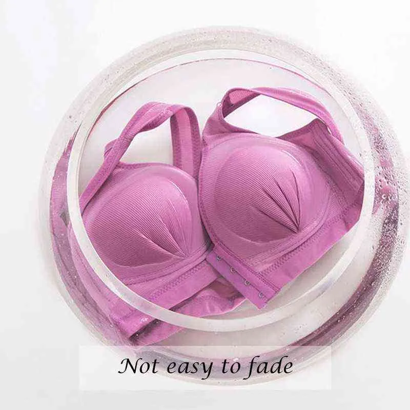 Mulheres Wire Free Push Up Bra Sexy Plus Size Fechamento frontal Solid Color Lette inless S para L220726