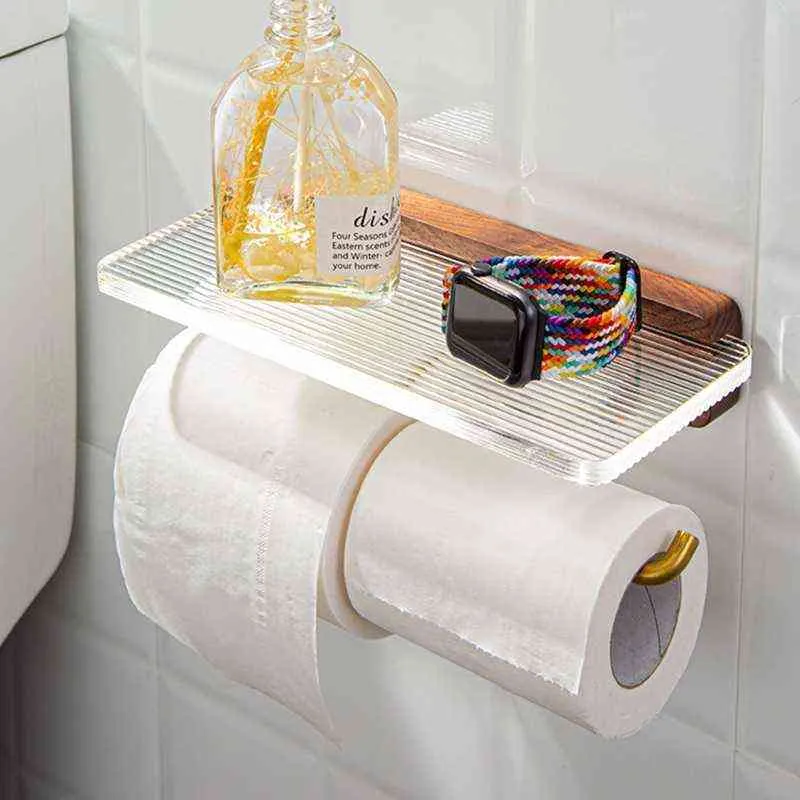 Väggmonterad toalettpappersrullhållare Hem förvaringsställ badrumstillbehör MXC J220702